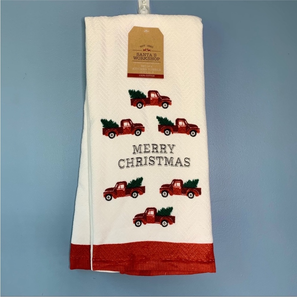 Christmas Dish Towels Red Truck NWT